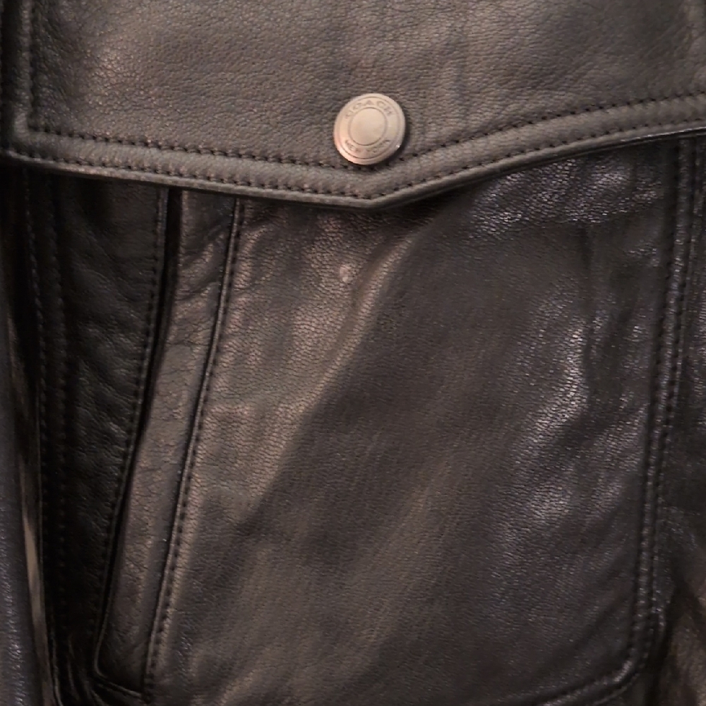 Coach Black Leather Bomber Jacket with Removable Shearling Collar- FREE SHIPPING - Picture 9 of 16